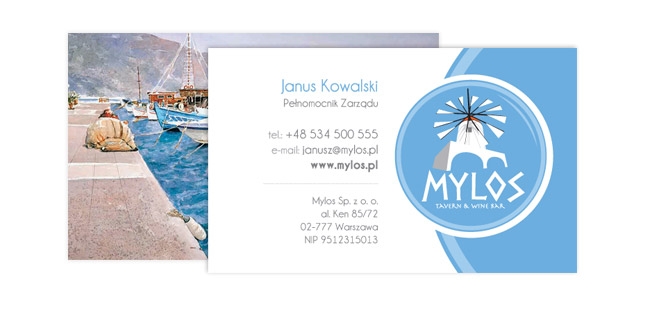 Projekt i druk wizytówek dla Restauracji Mylos