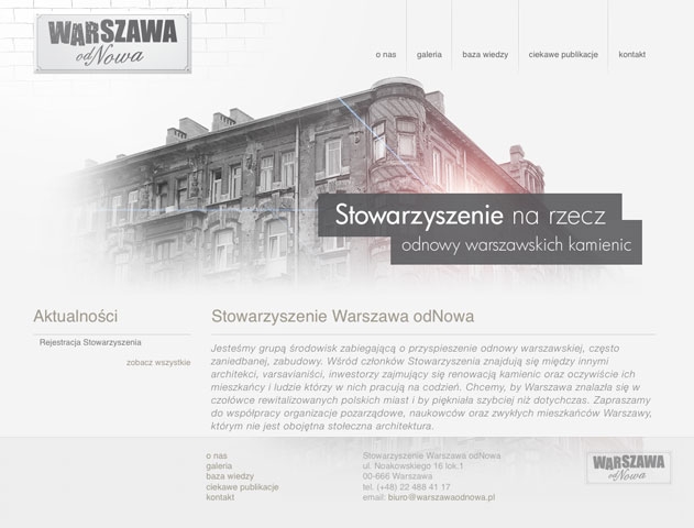 Projekt i wykonanie strony internetowej dla Stowarzyszenia Warszawa odNowa