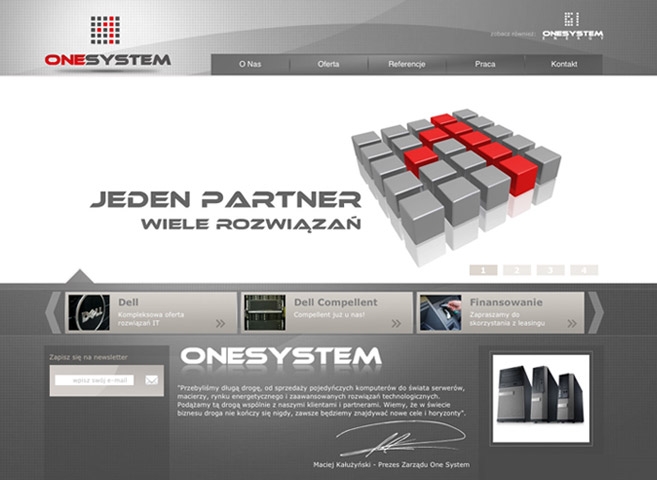 Projekt strony i system CMS dla One System